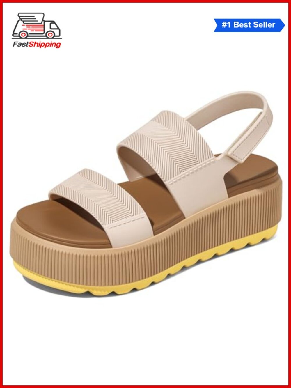 Women Platform Water Sandals Chunky Lug Sole Open Toe Hook Loop Beach